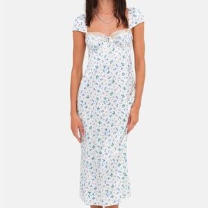 For love and lemons PALOMA MIDI SLIP DRESS BLUE size XS
